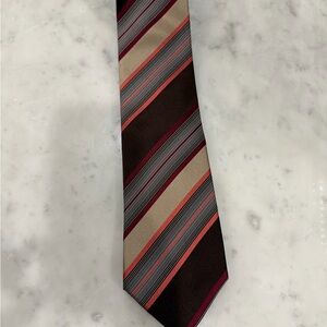 Geoffrey Beene Brown and Red Striped Tie
